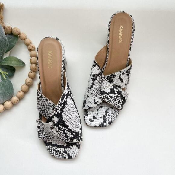 KAANAS Tallinn Snake Heel Sandals Bovine leather Mules - Picture 1 of 9